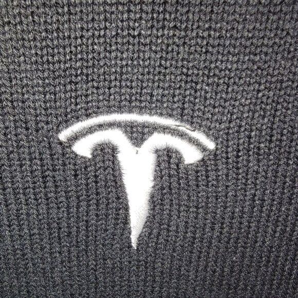 Tesla black quarter zip pull over men's sweater size Small - Picture 3 of 6